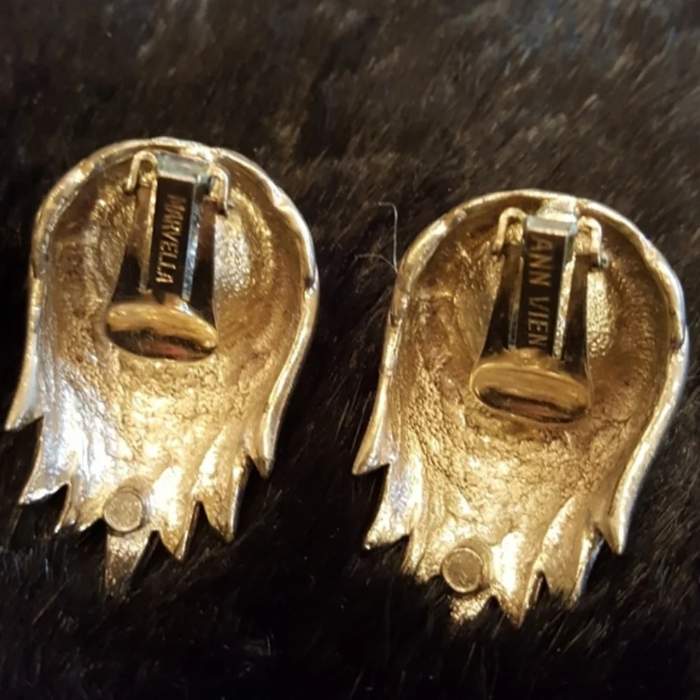 VTG‎ ANN VIEN SILVER PEARL CLIP EARRINGS